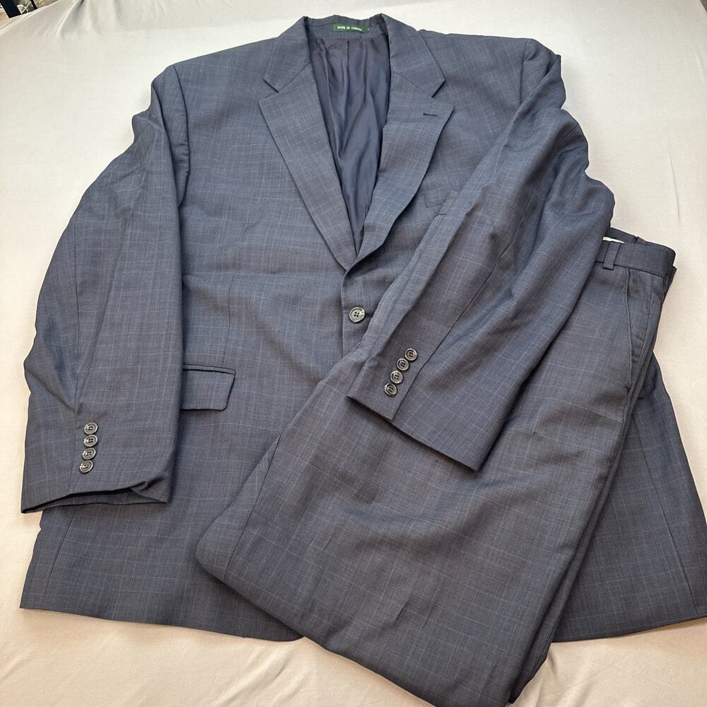 Lauren Ralph Lauren Suit Set Mens Blue 46 Blazer Coat 42x30 Pants Glen Check